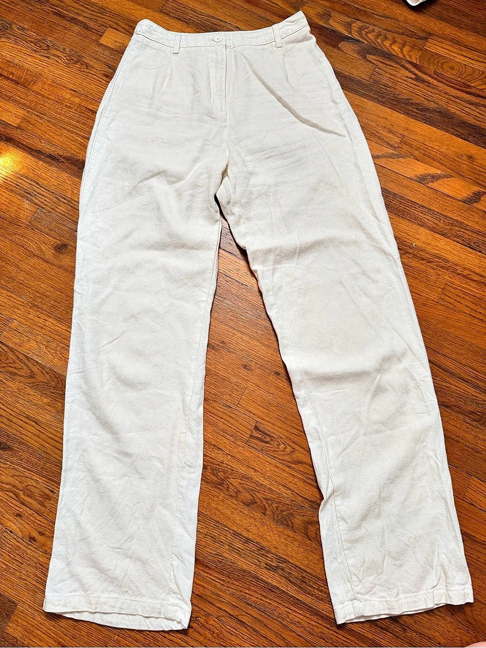 Brandy Melville Straight Leg Linen Blend Pants in White